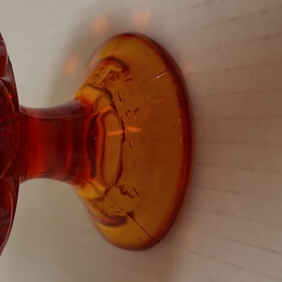 Vintage Pair LE Smith Amberina Moon and Stars Pedestal Candle Holders - Picture 5 of 15